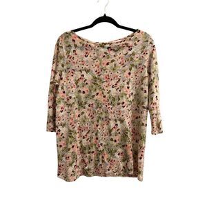 J.Jill is 100% linen floral top oversized XS
